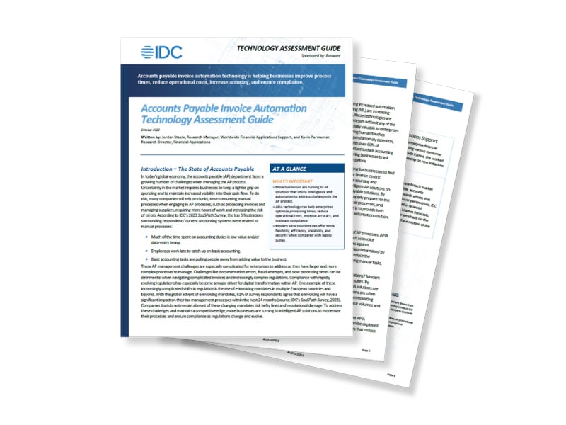 IDC Technology Assessment: Accounts Payable Invoice Automation Technology Assessment Guide
